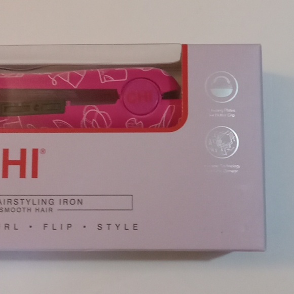 CHi 1" Flat Iron Ceramic Hairstyling Pink With Beach Designs New - Picture 3 of 9